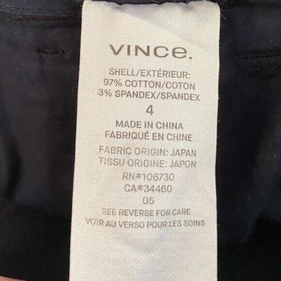 Vince Womens 4 Washed Japanese‎ Cotton Navy Blue Pants Straight Leg Minimalist - Picture 7 of 9